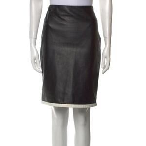 Ralph Lauren Lambskin Skirt - Purple Label - Cream and Black - Size Large - Sz 6
